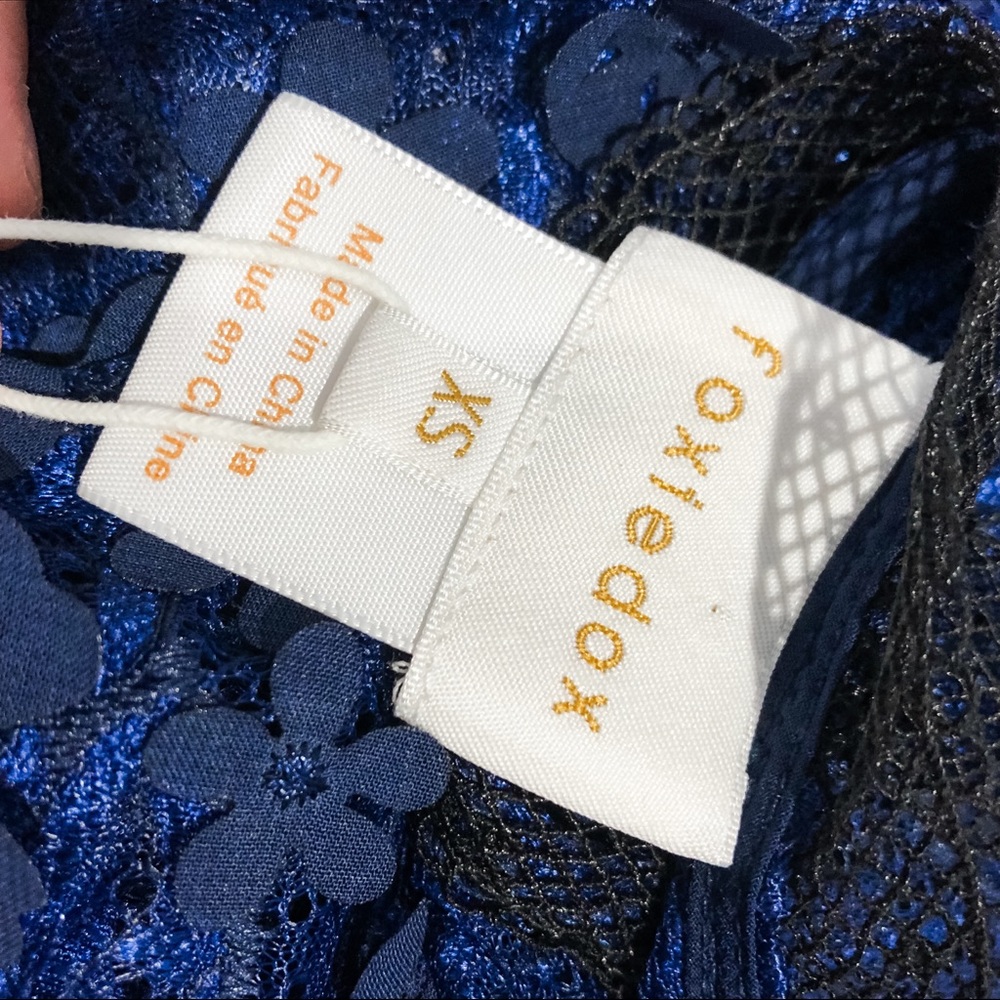 🦋🌙 NWT FOXIEDOX x ANTHROPOLOGIE | Elegant Deep Blue Lace Dress - Picture 15 of 16